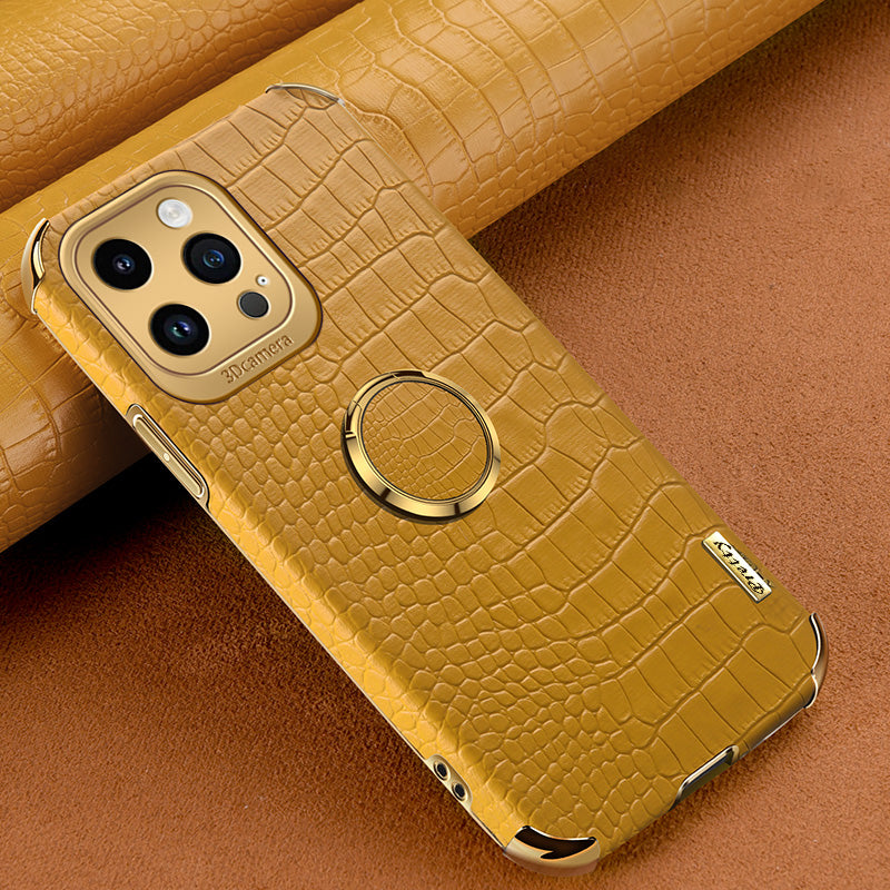 For iPhone 14 Pro 6D Electroplated Kickstand Phone Case PU Leather TPU Crocodile Texture Back Cover For iPhone 14 Pro 6D Electroplated Kickstand Phone Case PU Leather TPU Crocodile Texture Back Cover